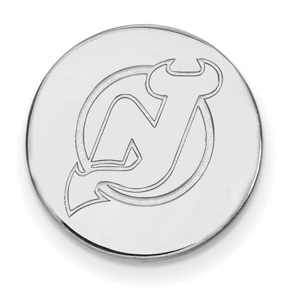Sterling Silver Rhod-Pltd Nhl Logoart New Jersey Devils Lapel Pin
