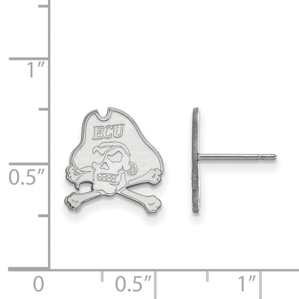 Sterling Silver Rhodium Plated Logoart East Carolina University Pirate Small Post Earrings