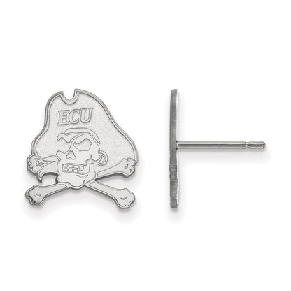 10K White Gold Logoart East Carolina University Pirate Small Post Earrings