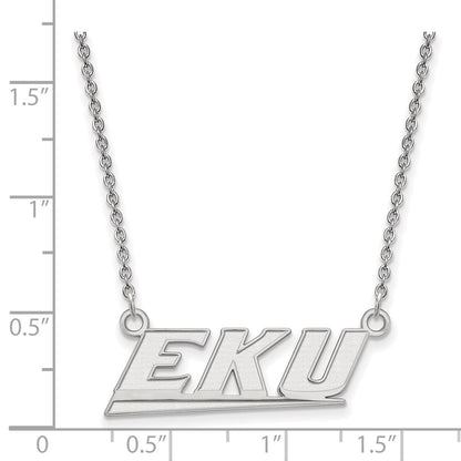 14K White Gold Logoart Eastern Kentucky University E K U Small Pendant 18 Inch Necklace