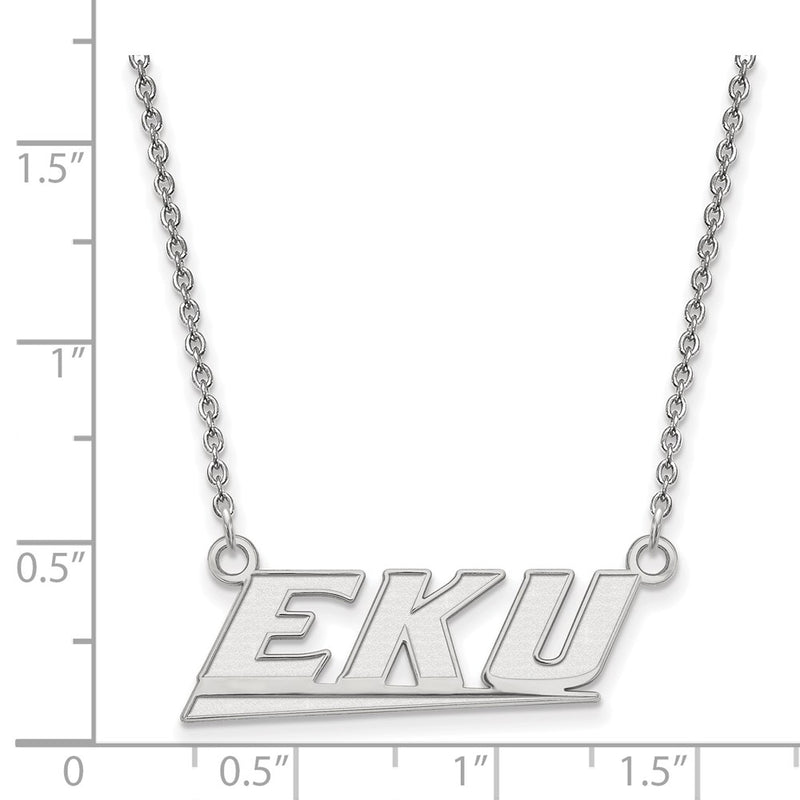 14K White Gold Logoart Eastern Kentucky University E K U Small Pendant 18 Inch Necklace