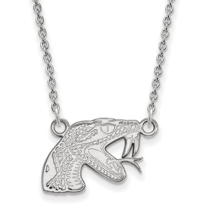 10K White Gold Logoart Florida A And M University Rattler Small Pendant 18 Inch Necklace