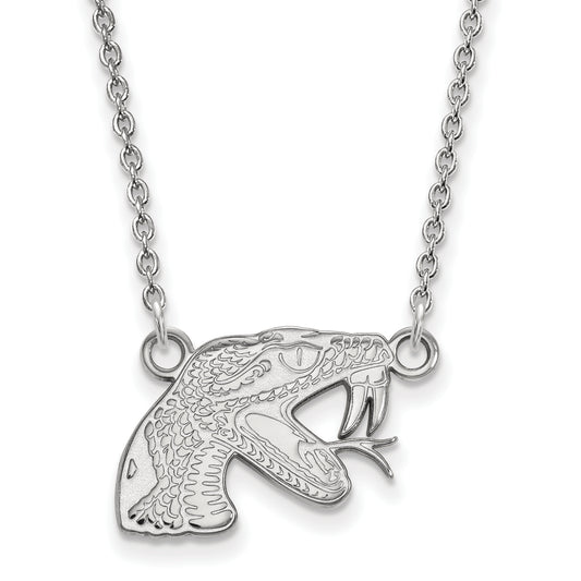 10K White Gold Logoart Florida A And M University Rattler Small Pendant 18 Inch Necklace