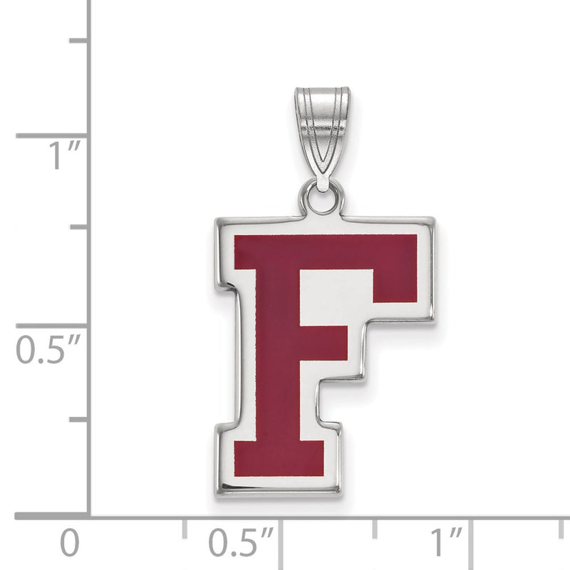 Sterling Silver Rhodium Plated Logoart Fordham University Letter F Large Enameled Pendant