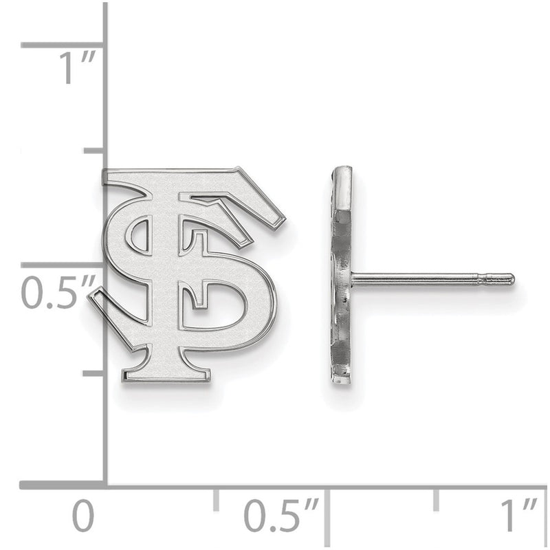 Sterling Silver Rhodium Plated Logoart Florida State University F S Small Post Earrings