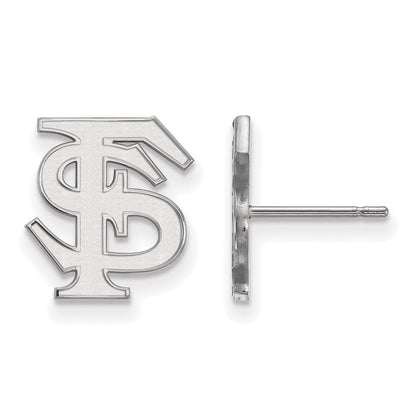 Sterling Silver Rhodium Plated Logoart Florida State University F S Small Post Earrings