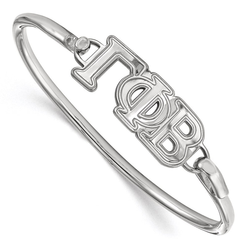 Sterling Silver S. Rh Plated Logoart Gamma Phi Beta Large Hook And Clasp Bangle