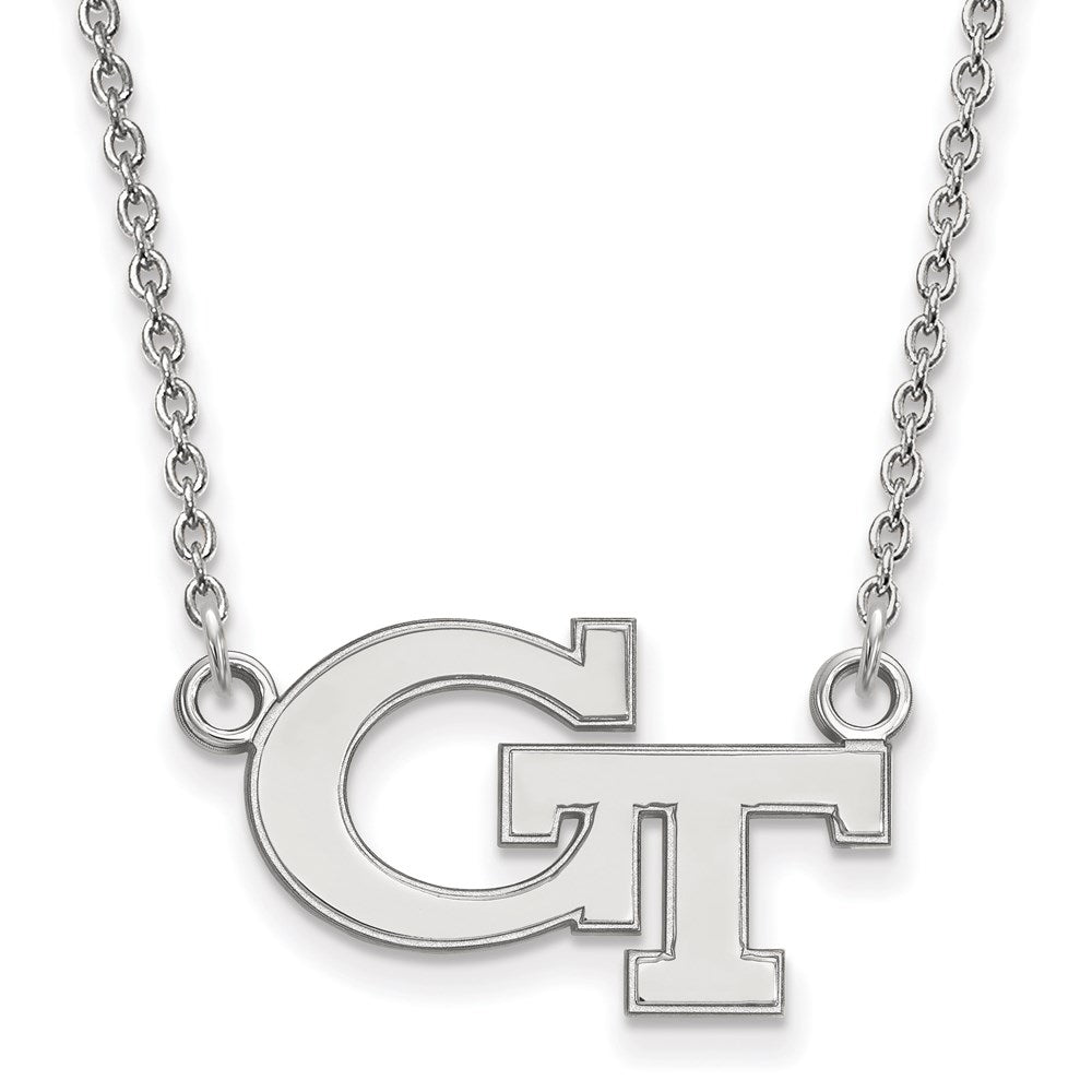 10K White Gold Logoart Georgia Institute Of Technology G T Small Pendant 18 Inch Necklace