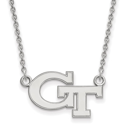 10K White Gold Logoart Georgia Institute Of Technology G T Small Pendant 18 Inch Necklace