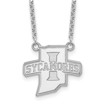14K White Gold Logoart Indiana State University Sycamores Large Pendant 18 Inch Necklace