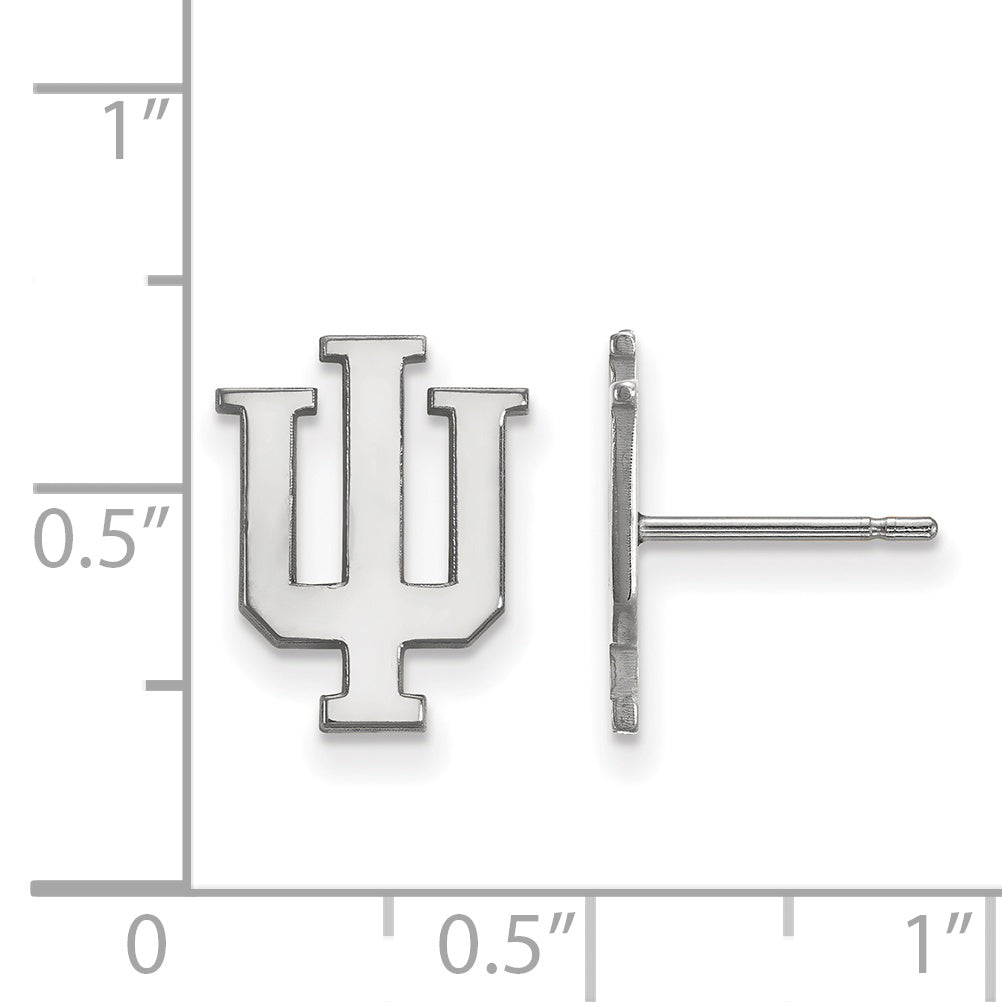10K White Gold Logoart Indiana University I U Small Post Earrings