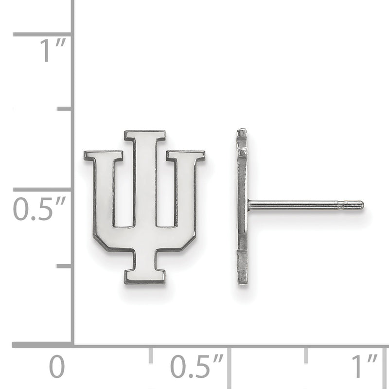 Sterling Silver Rhodium Plated Logoart Indiana University I U Small Post Earrings