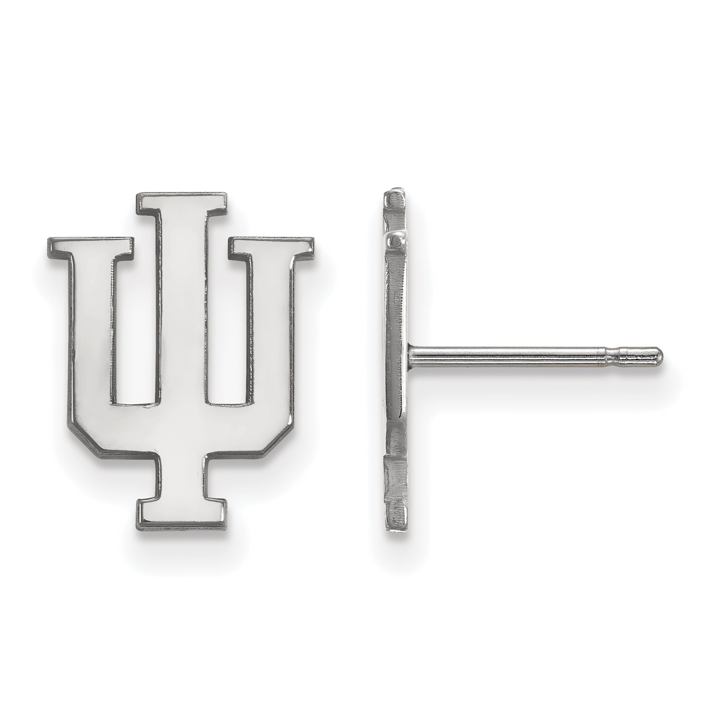10K White Gold Logoart Indiana University I U Small Post Earrings