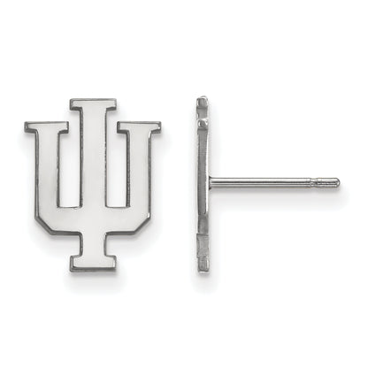 10K White Gold Logoart Indiana University I U Small Post Earrings