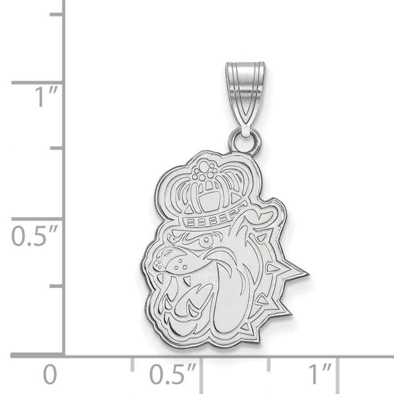 Sterling Silver Rhodium Plated Logoart James Madison University Duke Dog Large Pendant