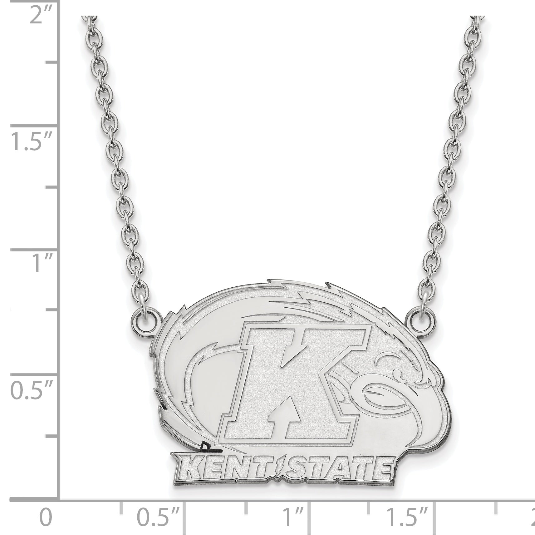 Sterling Silver Rhodium Plated Logoart Kent State University Large Pendant 18 Inch Necklace