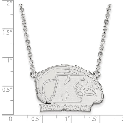 Sterling Silver Rhodium Plated Logoart Kent State University Large Pendant 18 Inch Necklace