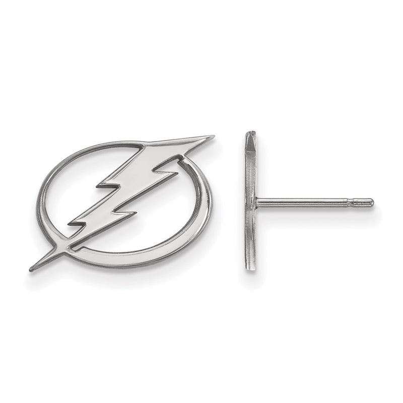 Sterling Silver Rhodium Plated Nhl Logoart Tampa Bay Lightning Small Post Earrings