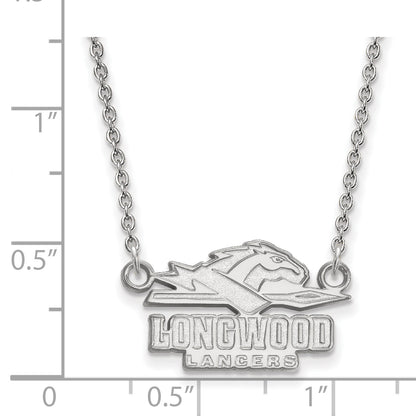 10K White Gold Logoart Longwood University Lancers Small Pendant 18 Inch Necklace