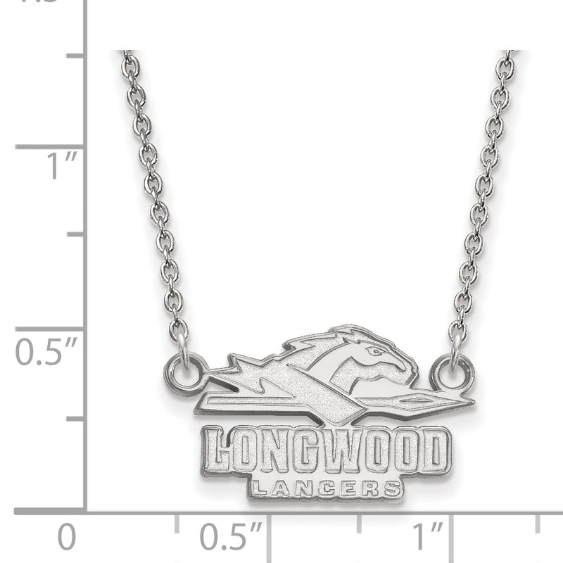 10K White Gold Logoart Longwood University Lancers Small Pendant 18 Inch Necklace