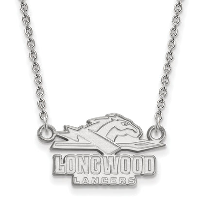 Sterling Silver Rhodium Plated Logoart Longwood University Lancers Small Pendant 18 Inch Necklace