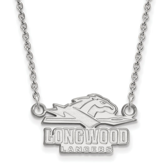 Sterling Silver Rhodium Plated Logoart Longwood University Lancers Small Pendant 18 Inch Necklace
