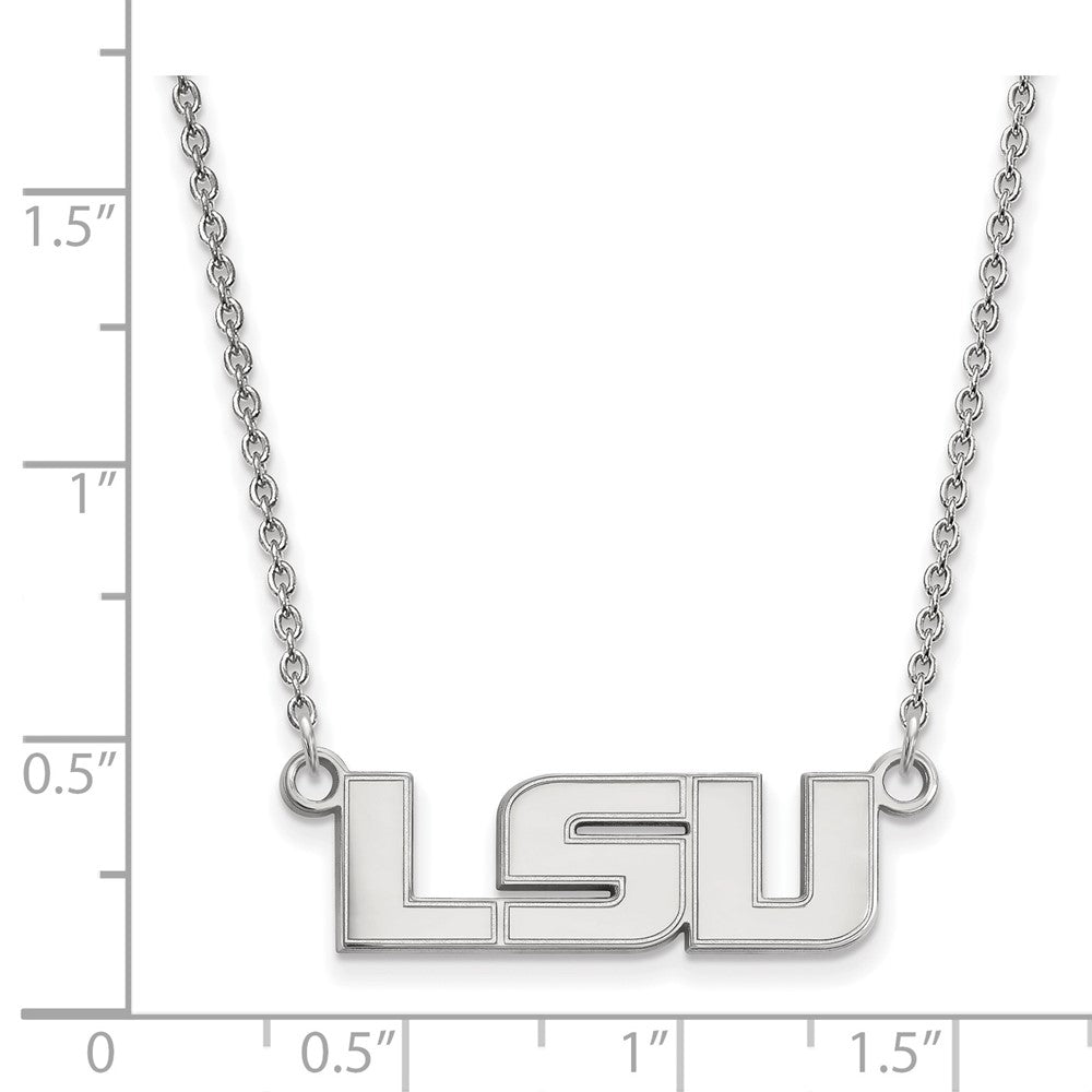 14K White Gold Logoart Louisiana State University L S U Small Pendant 18 Inch Necklace