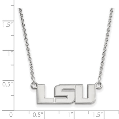 Sterling Silver Rhodium Plated Logoart Louisiana State University L S U Small Pendant 18 Inch Necklace