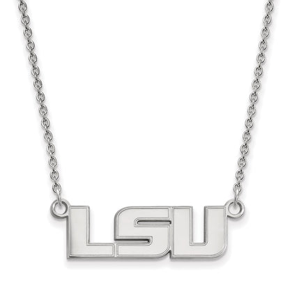 10K White Gold Logoart Louisiana State University L S U Small Pendant 18 Inch Necklace