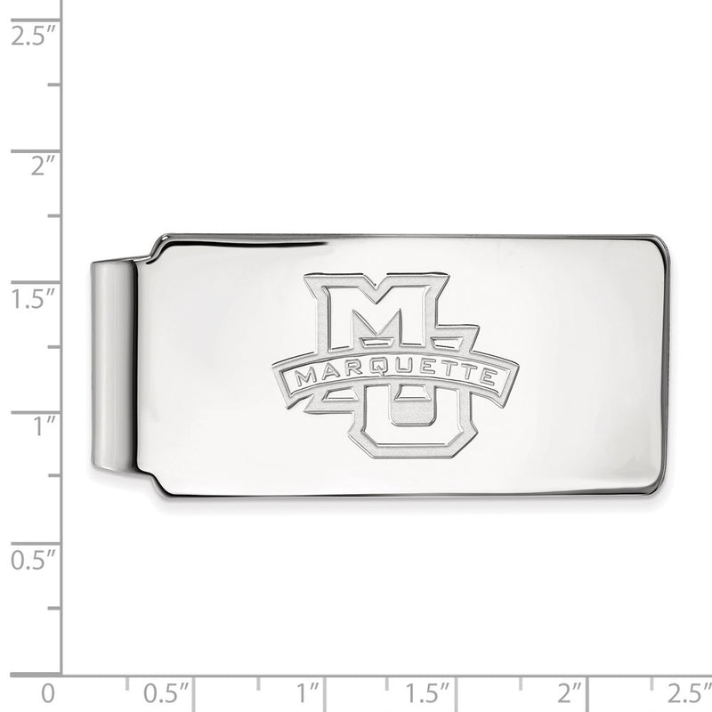 Sterling Silver Rhod-Pltd Logoart Marquette University Money Clip