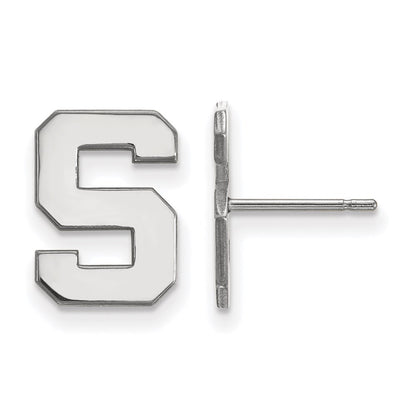 Sterling Silver Rhodium Plated Logoart Michigan State University Letter S Small Post Earrings