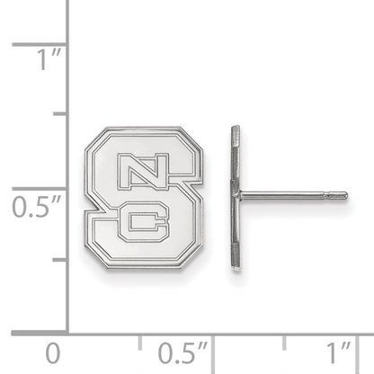 10K White Gold Logoart North Carolina State University N C S Small Post Earrings