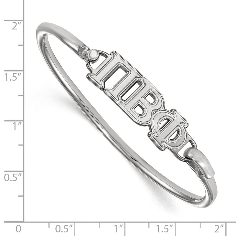 Sterling Silver Rh Plated Logoart Pi Beta Phi Small Hook And Clasp Bangle