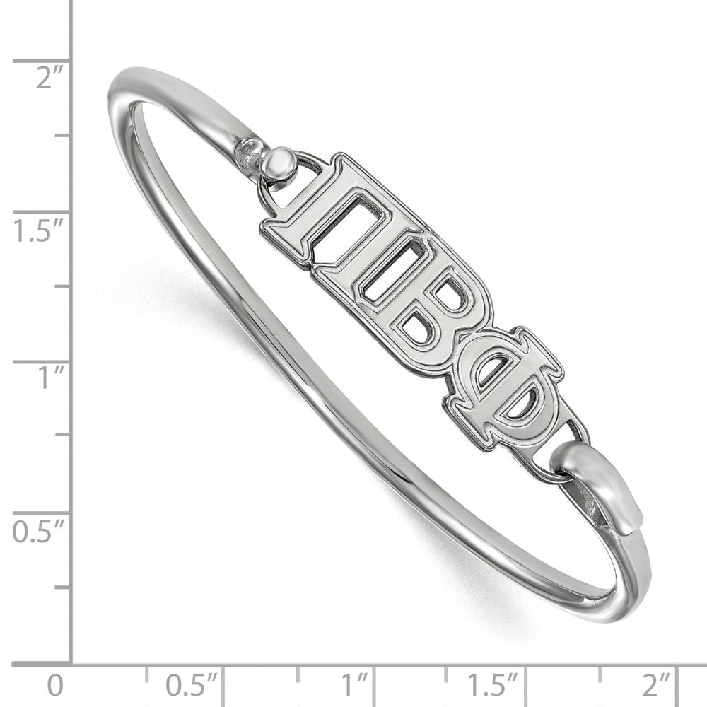 Sterling Silver Rh Plated Logoart Pi Beta Phi Small Hook And Clasp Bangle