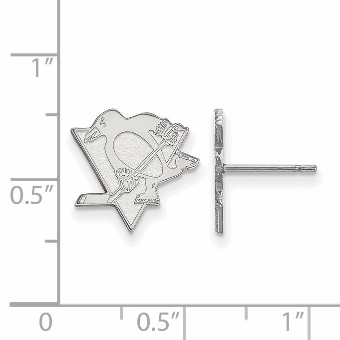 10K White Gold Nhl Logoart Pittsburgh Penguins Small Post Earrings