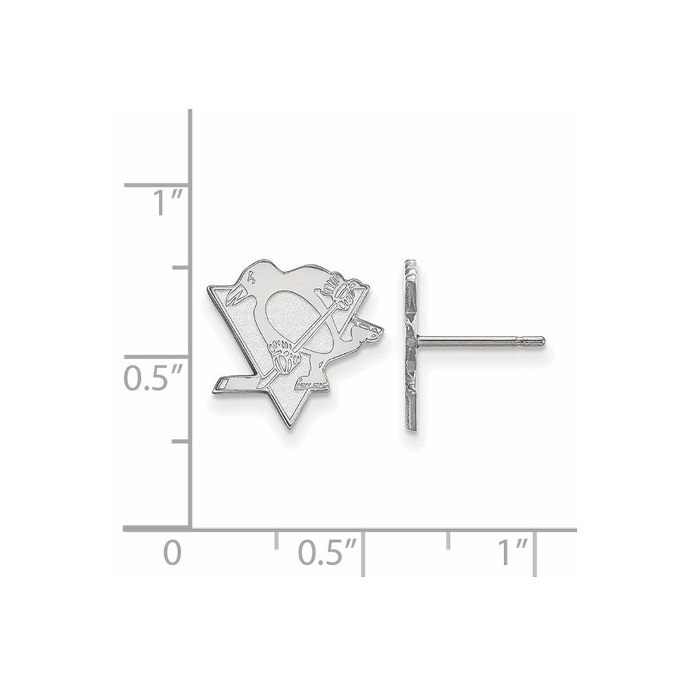 Sterling Silver Rhodium Plated Nhl Logoart Pittsburgh Penguins Small Post Earrings