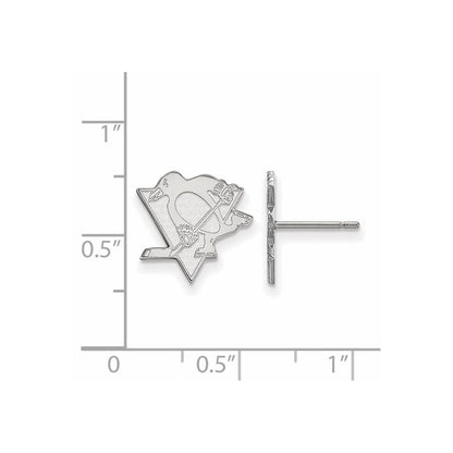 Sterling Silver Rhodium Plated Nhl Logoart Pittsburgh Penguins Small Post Earrings