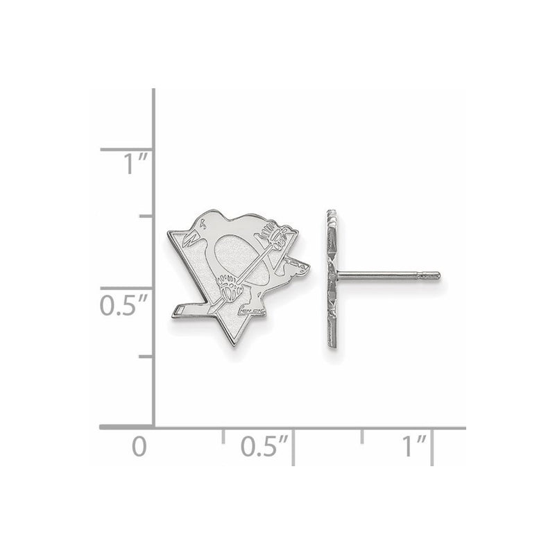 Sterling Silver Rhodium Plated Nhl Logoart Pittsburgh Penguins Small Post Earrings