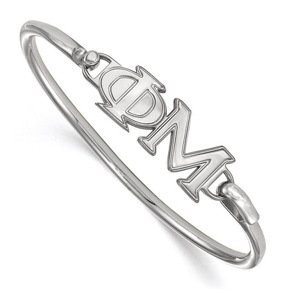 Sterling Silver Rh Plated Logoart Phi Mu Small Hook And Clasp Bangle