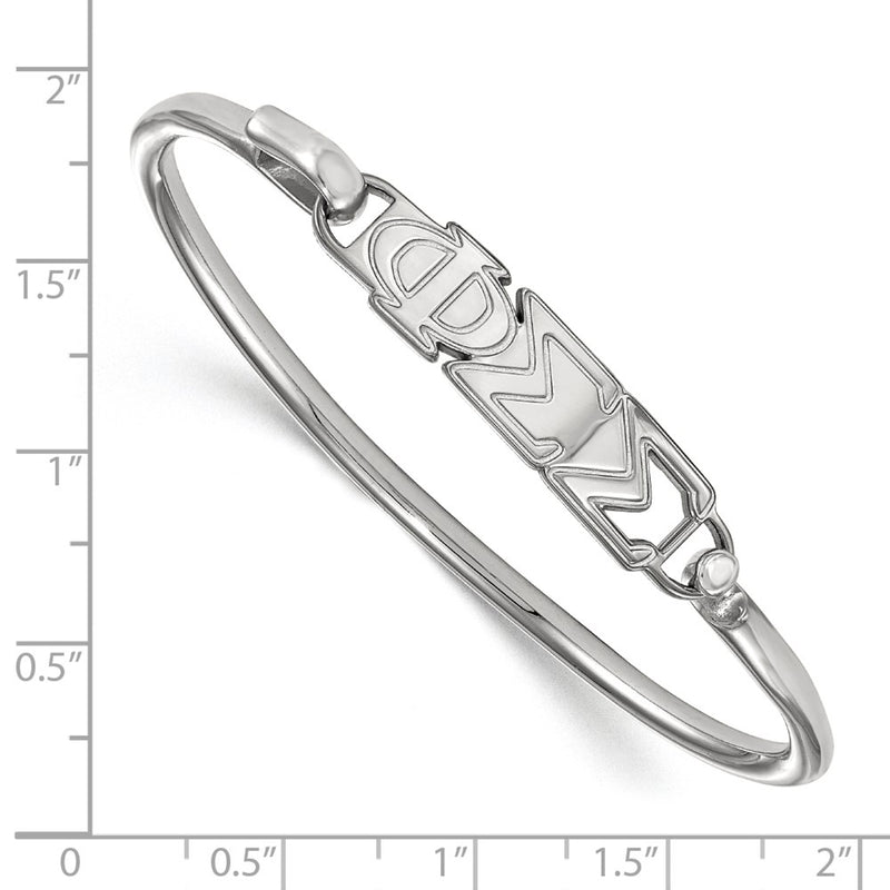 Sterling Silver S. Rh Plated Logoart Phi Sigma Small Hook And Clasp Bangle