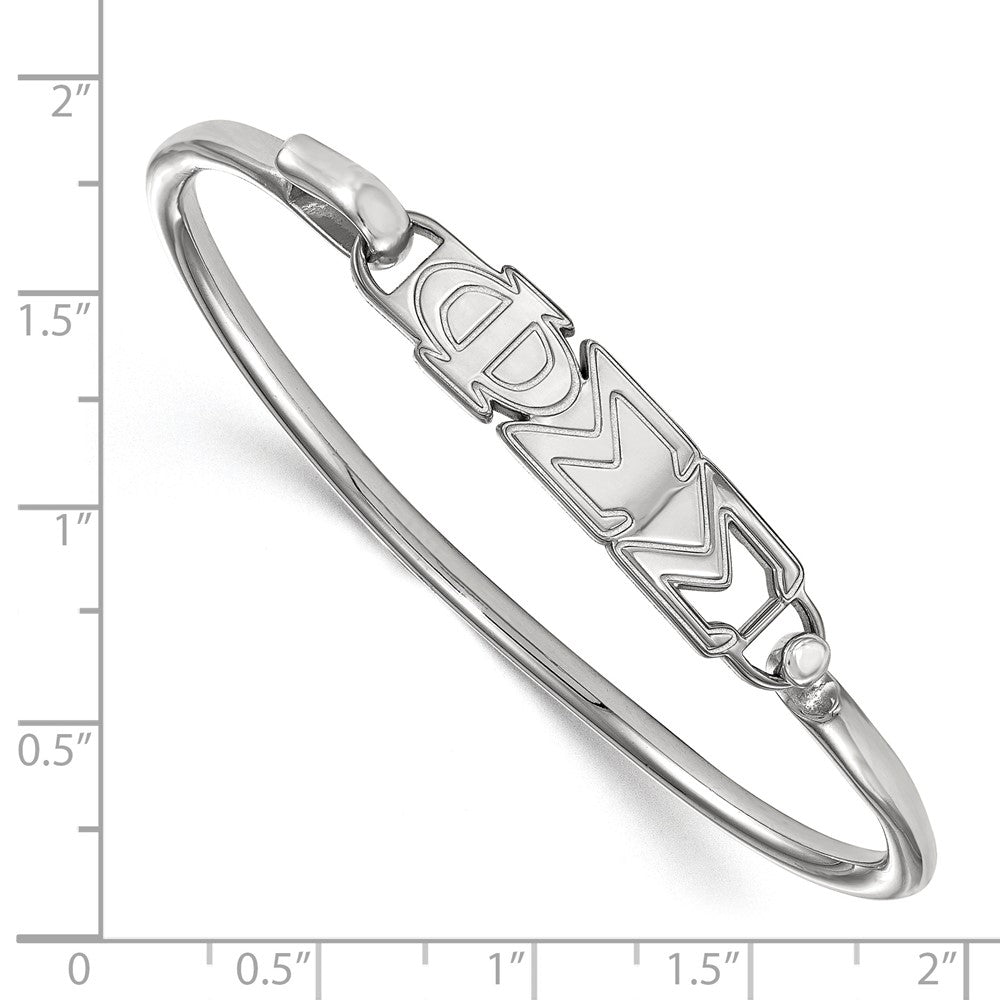 Sterling Silver S. Rh Plated Logoart Phi Sigma Small Hook And Clasp Bangle