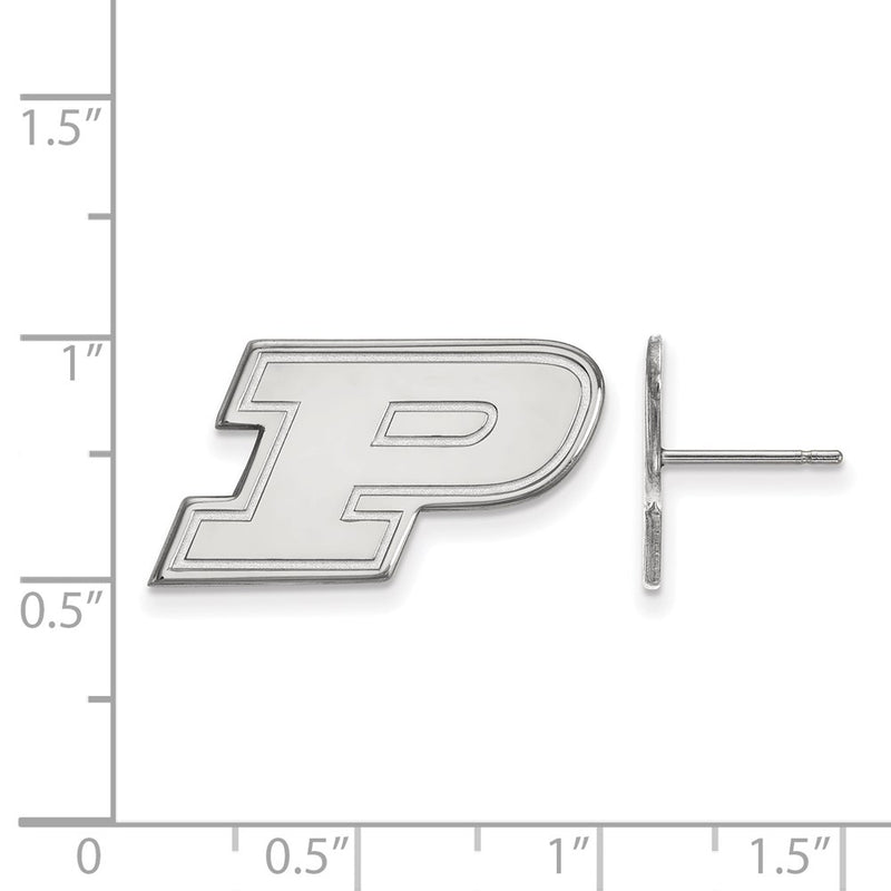 14K White Gold Logoart Purdue University Letter P Small Post Earrings