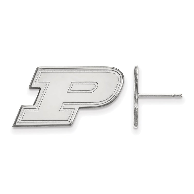 14K White Gold Logoart Purdue University Letter P Small Post Earrings