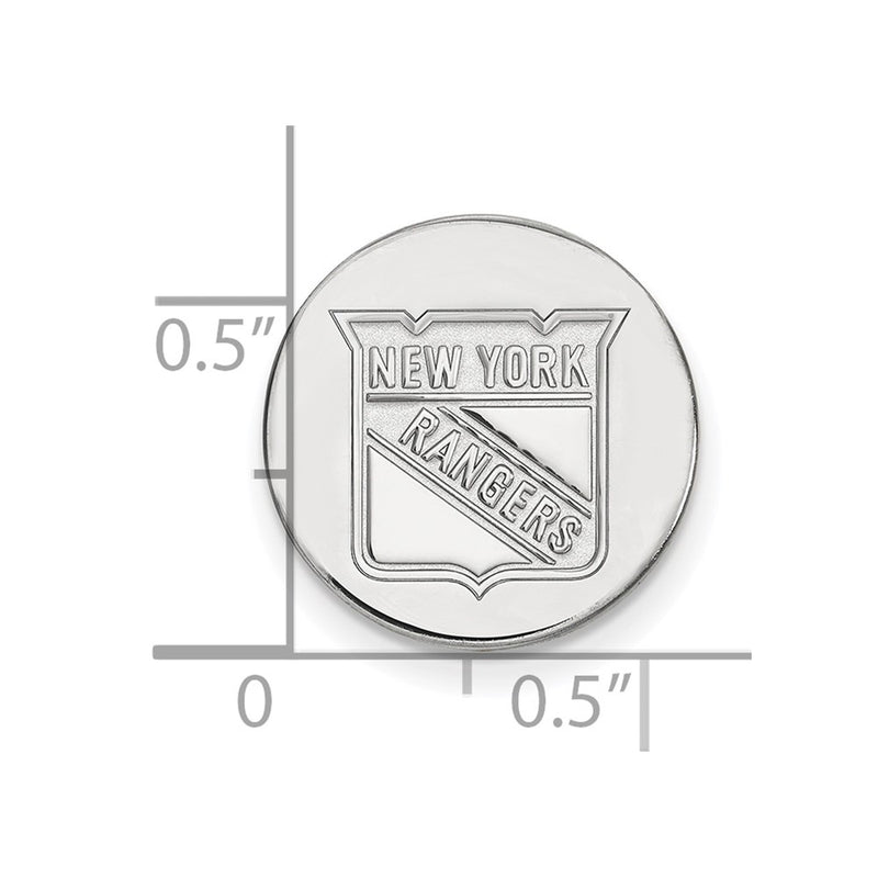 14K White Gold NHL LogoArt New York Rangers Lapel Pin