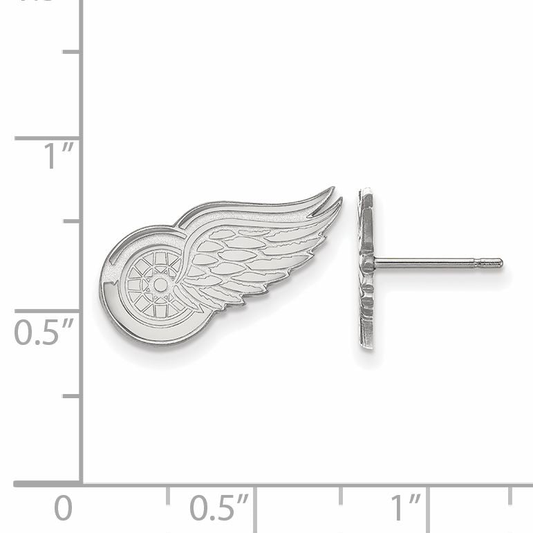 10K White Gold Nhl Logoart Detroit Red Wings Small Post Earrings