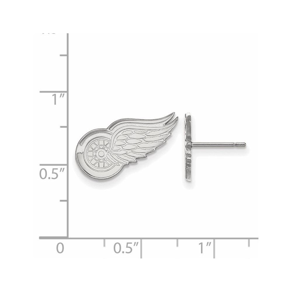 Sterling Silver Rhodium Plated Nhl Logoart Detroit Red Wings Small Post Earrings