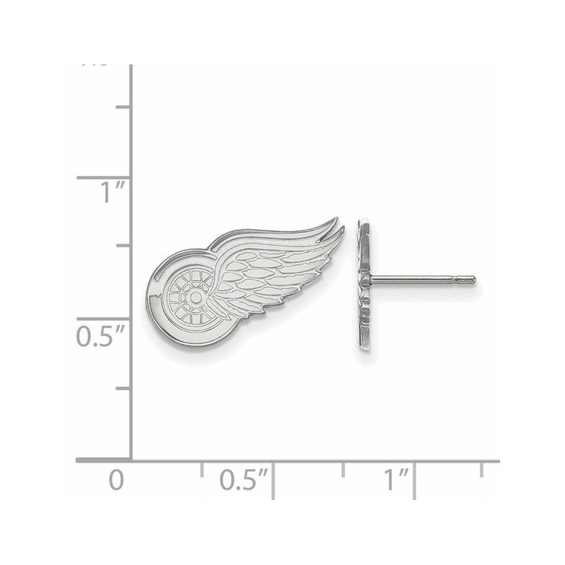 Sterling Silver Rhodium Plated Nhl Logoart Detroit Red Wings Small Post Earrings