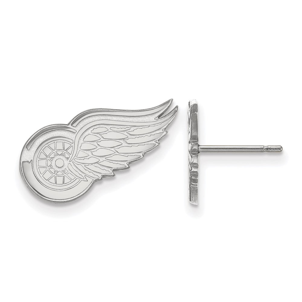 Sterling Silver Rhodium Plated Nhl Logoart Detroit Red Wings Small Post Earrings