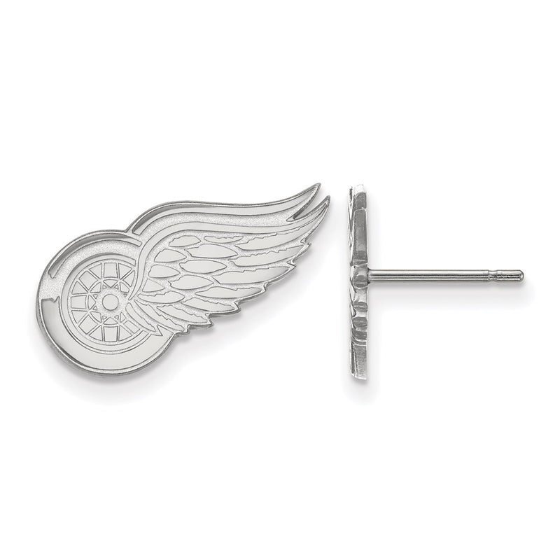 Sterling Silver Rhodium Plated Nhl Logoart Detroit Red Wings Small Post Earrings