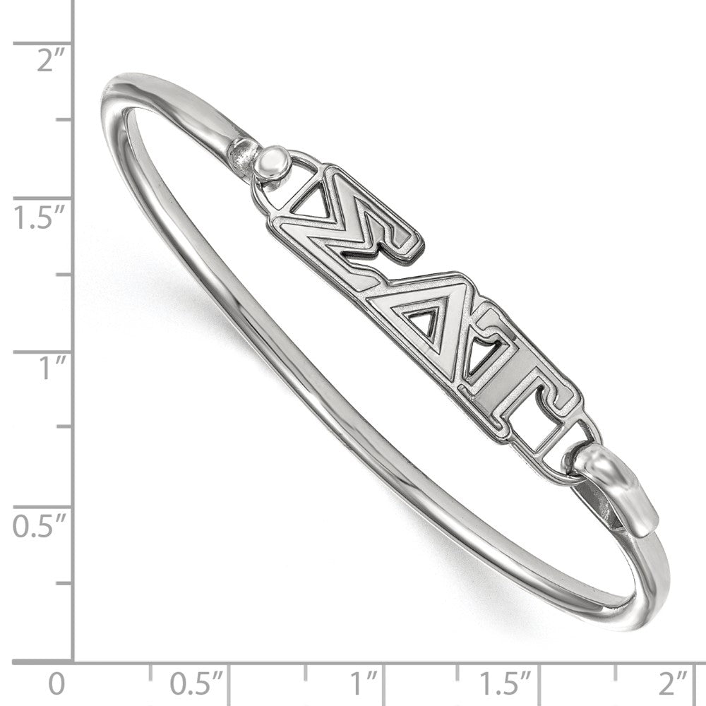 Sterling Silver S. Rh Plated Logoart Sigma Delta Tau Small Hook And Clasp Bangle